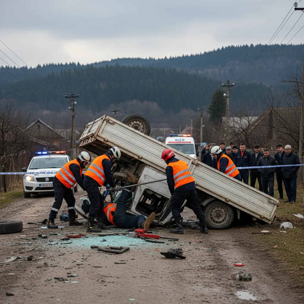 Accident mortal în Neamț - bărbat a fost prins sub autoutilitară