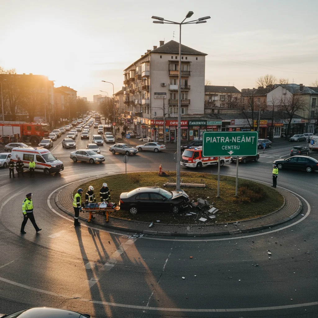 Accident rutier cu o victimă într-un sens giratoriu din Piatra-Neamț