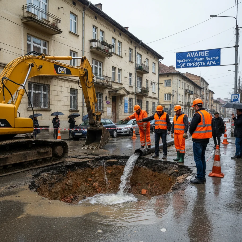 Avarie ApaServ în Piatra Neamț – Furnizarea apei oprită temporar