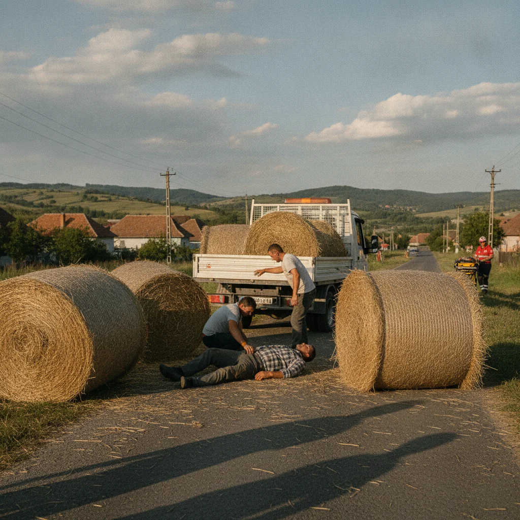 Bărbat rănit după căderea de pe baloți, la Târgu-Neamț