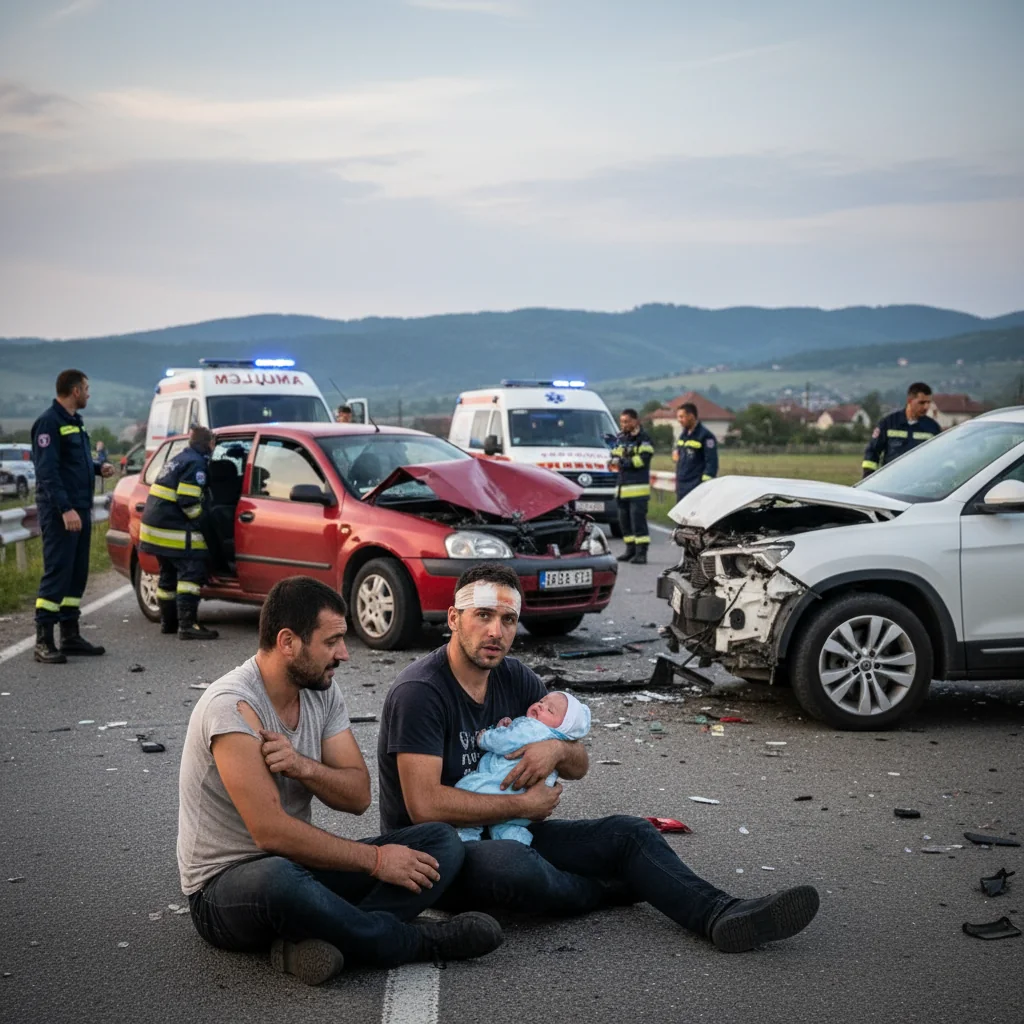 Doi șoferi și un bebeluș de trei luni au fost răniți