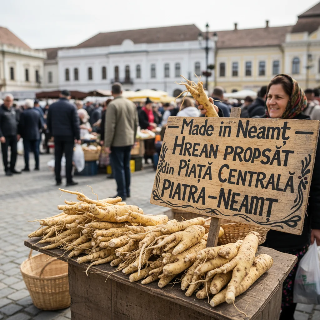 Hrean proaspăt din Piața Centrală Piatra-Neamț – Produs autentic Made in Neamț