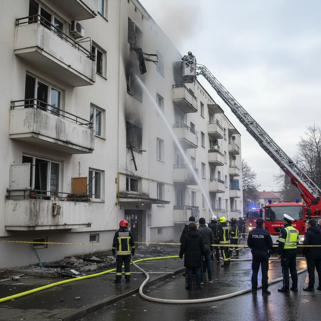 Incendiu devastator în apartament, cauzat de o lumânare aprinsă
