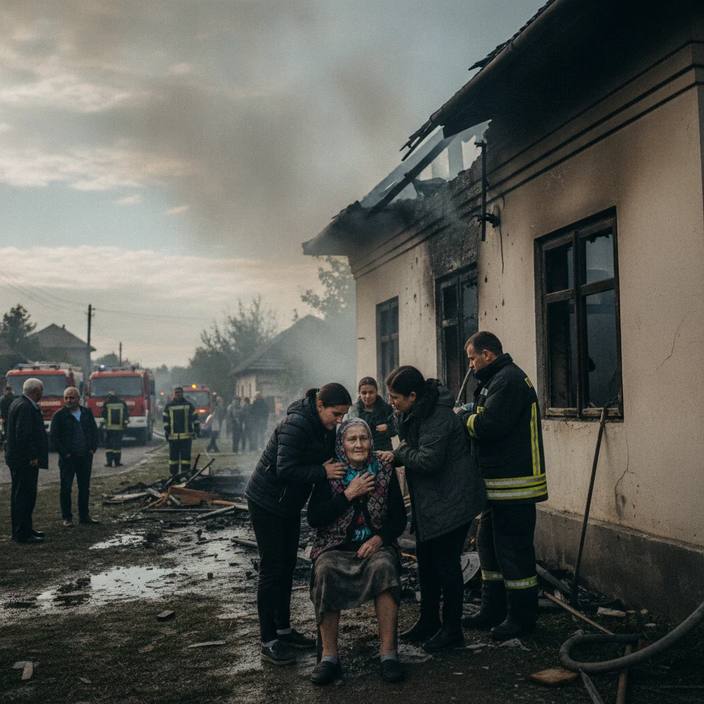 Incendiu în Borca: O femeie a primit îngrijiri medicale