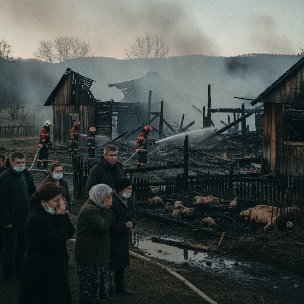 Incendiu în Urecheni: Anexe distruse, animale pierdute