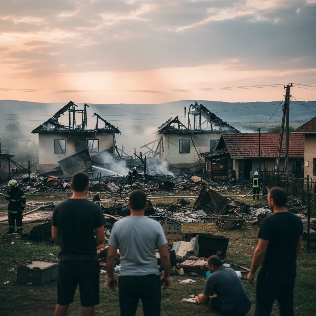 Incendiu major în Dobreni: Două case și anexe distruse