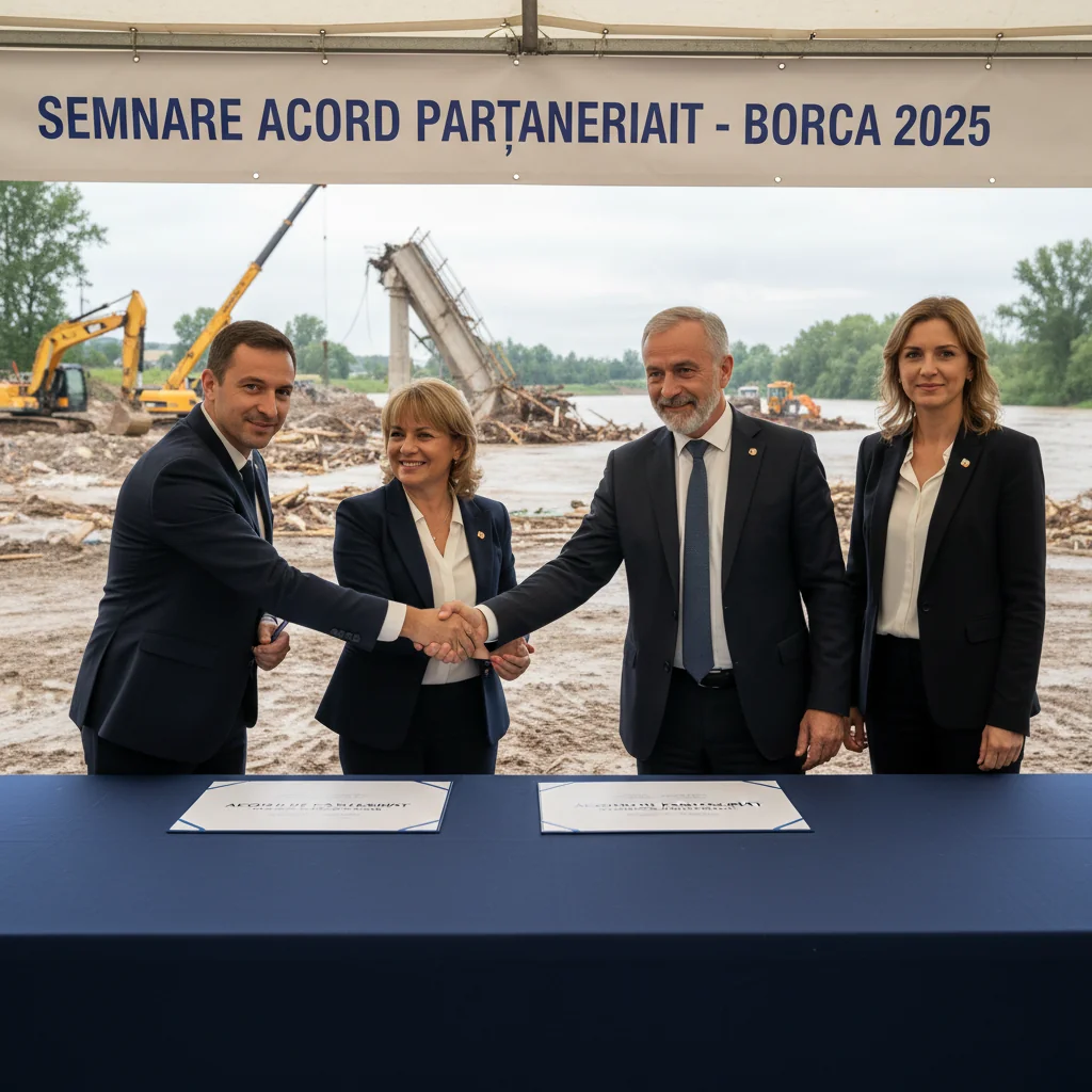 Parteneriat semnat pentru refacerea podului de la Borca, distrus de inundațiile din iulie 2025