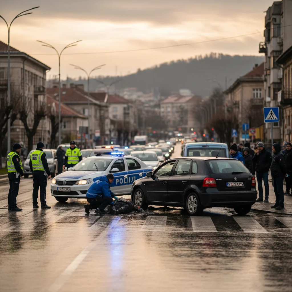 Persoană lovită pe trecerea de pietoni, victimă transportată la spital