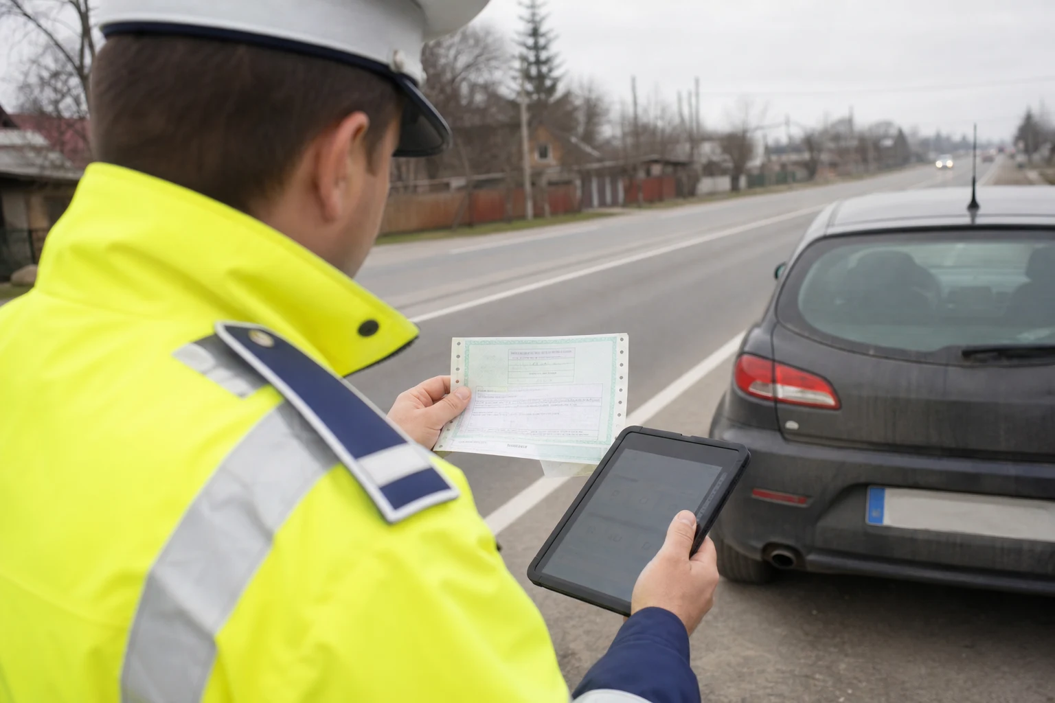 Poienari, DN15: autoturism căutat de Italia, oprit de polițiști