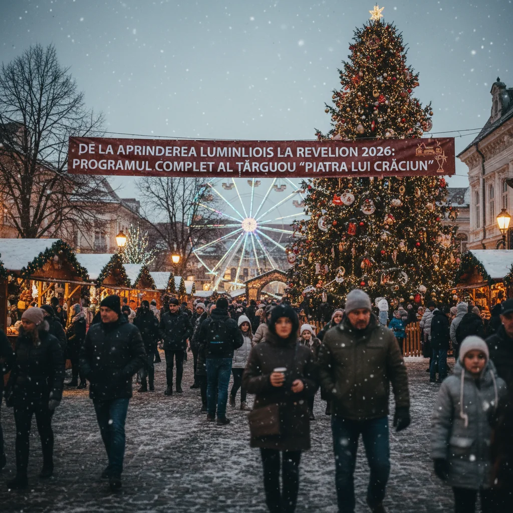 Programul complet al Târgului Piatra lui Crăciun și aprinderea luminițelor pentru Revelion 2026