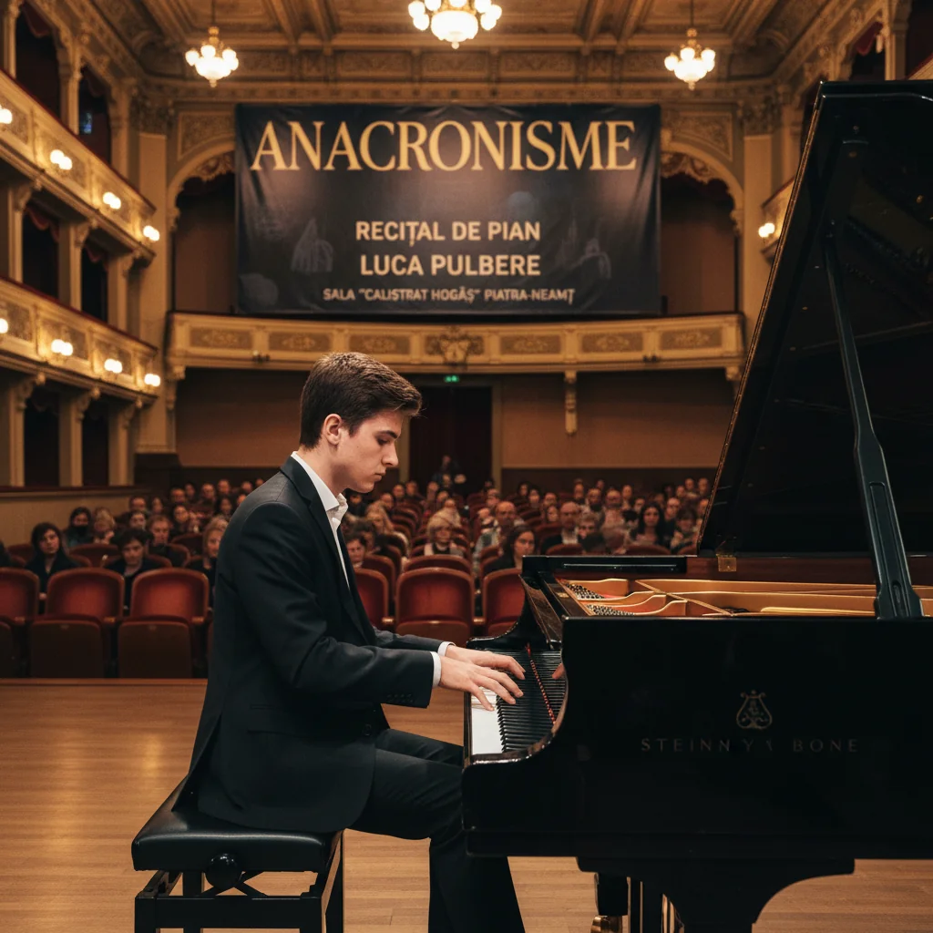 Recital de pian Anacronisme susținut de Luca Pulbere la Sala Calistrat Hogaș din Piatra-Neamț