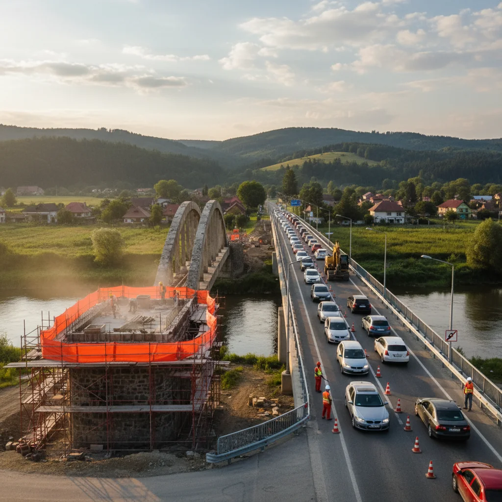 Reparații la poduri în Neamț, trafic pe un singur sens