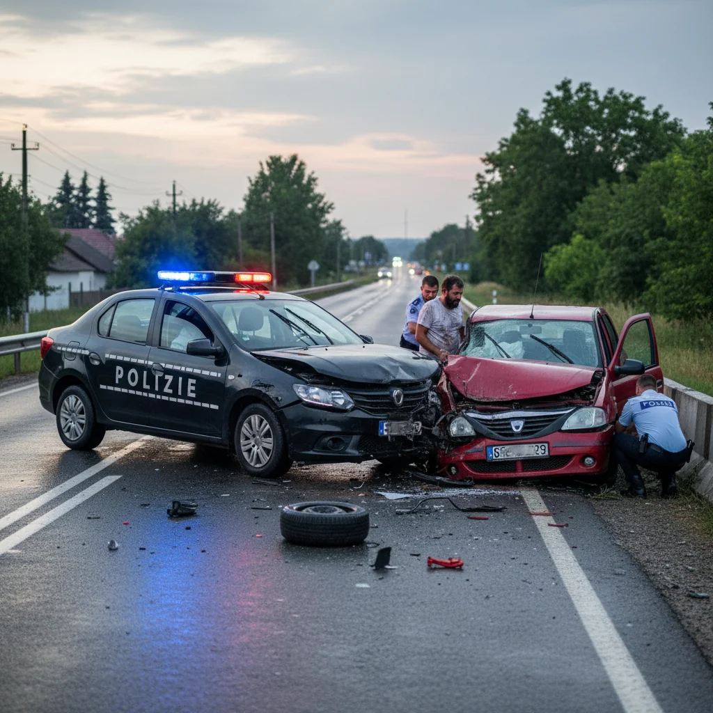 Șofer beat a lovit o mașină de poliție într-un accident în oraș