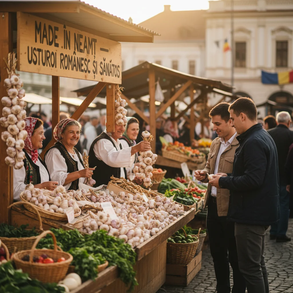 Usturoi Românesc Sănătos Made in Neamț Disponibil la Piața Centrală