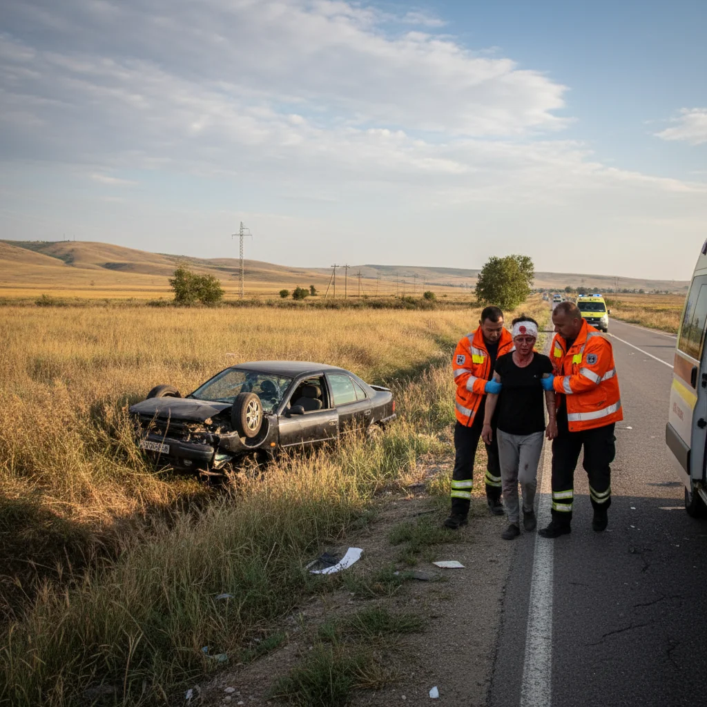 Victimă ajunsă la spital după un grav accident rutier petrecut lângă localitatea Izvoare (FOTO)
